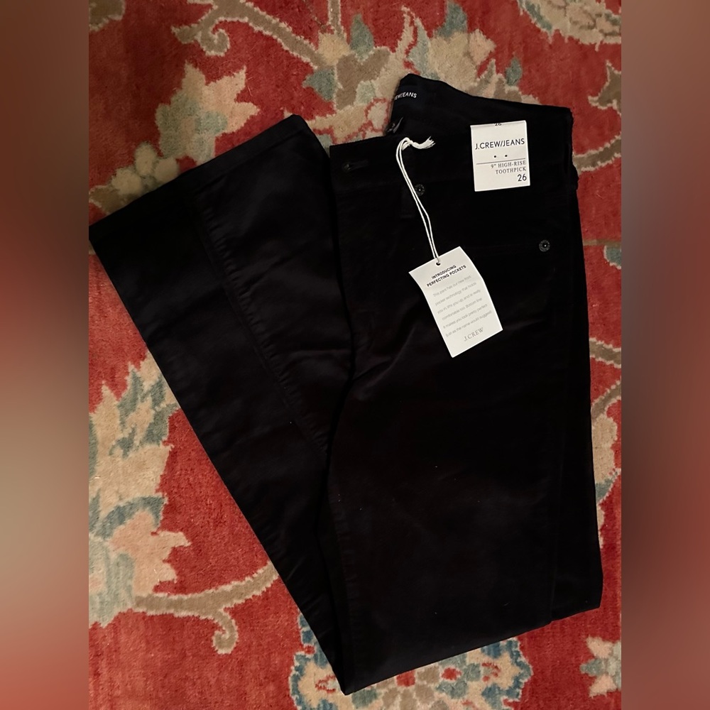 NWT JCrew black velvet matchstick jeans